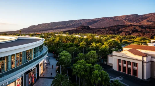Scène de week-end à La Réunion mélangeant shopping, nature et culture